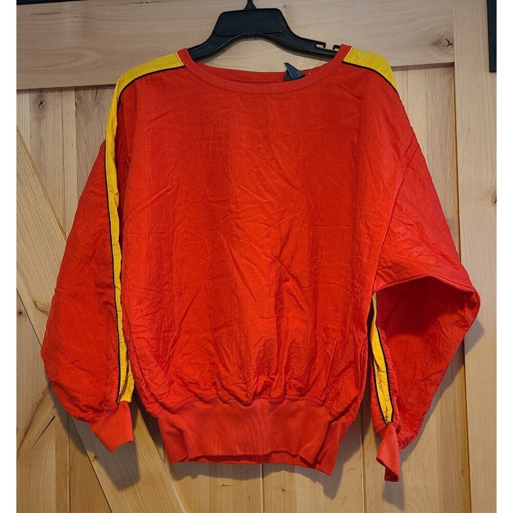 Vintage Lizwear Women Sz M Red Yellow Nylon Sweatshirt Wonder Women Marvel Vibes - Picture 1 of 15